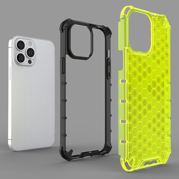 Honeycomb Case armor cover with TPU Bumper for iPhone 13 Pro Max black 23