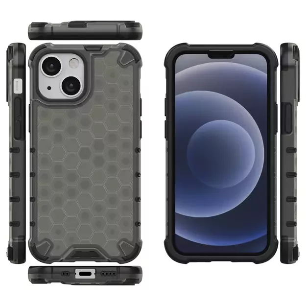 Honeycomb Case armor cover with TPU Bumper for iPhone 13 mini black 1