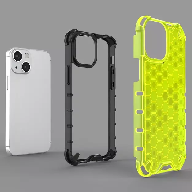 Honeycomb Case armor cover with TPU Bumper for iPhone 13 mini black 5