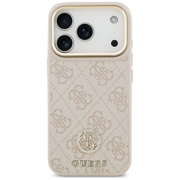 Guess 4G Strass Logo &amp  Big Strap Metal Buttons MagSafe Case for iPhone 17 Pro - Pink 2