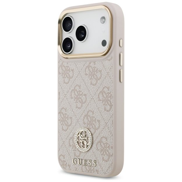 Guess 4G Strass Logo &amp  Big Strap Metal Buttons MagSafe Case for iPhone 17 Pro - Pink 1