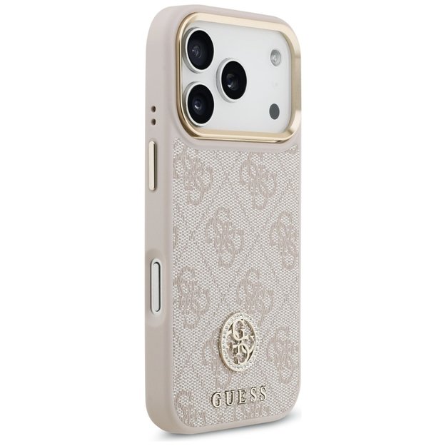 Guess 4G Strass Logo &amp  Big Strap Metal Buttons MagSafe Case for iPhone 17 Pro - Pink 3