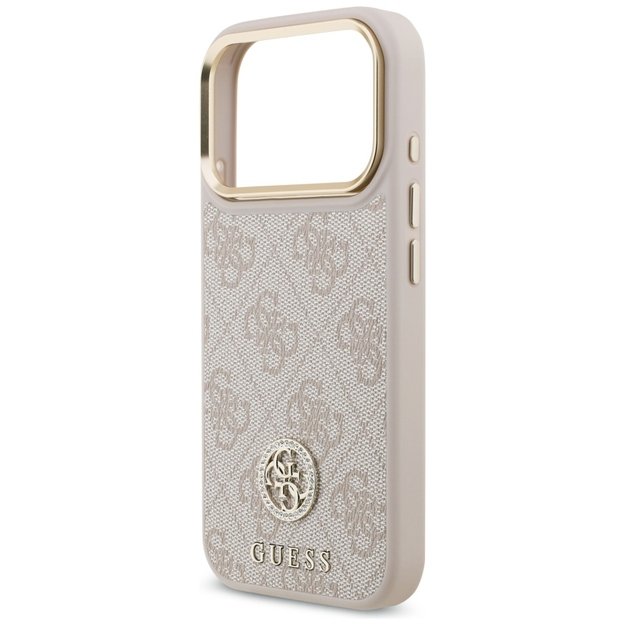 Guess 4G Strass Logo &amp  Big Strap Metal Buttons MagSafe Case for iPhone 17 Pro - Pink 5