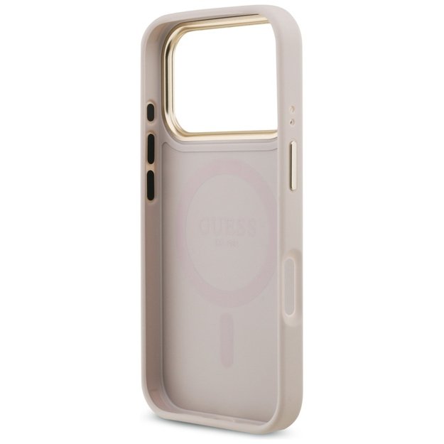 Guess 4G Strass Logo &amp  Big Strap Metal Buttons MagSafe Case for iPhone 17 Pro - Pink 6