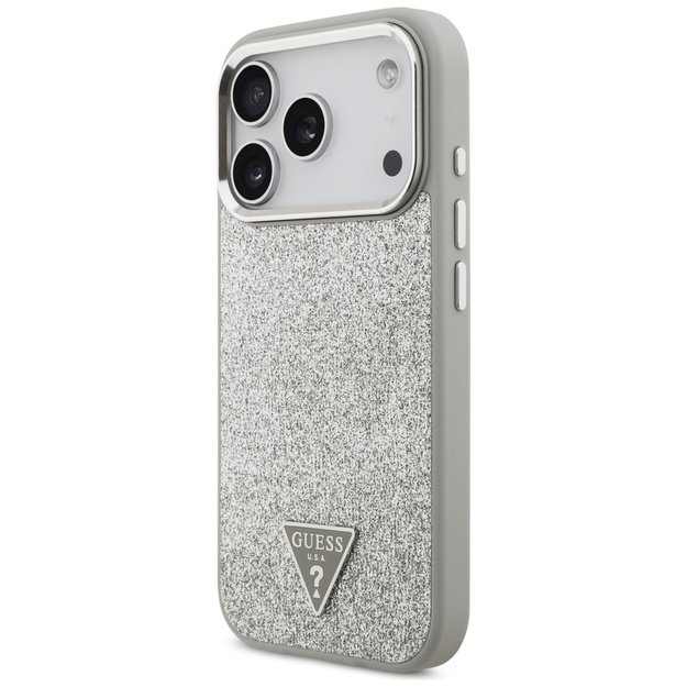 Guess Glitter Triangle Logo MagSafe case for iPhone 17 Pro - silver 1