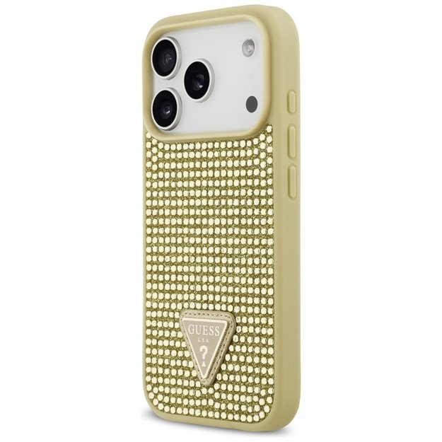 Guess Rhinestone Triangle Logo iPhone 17 Pro Case - Gold 1