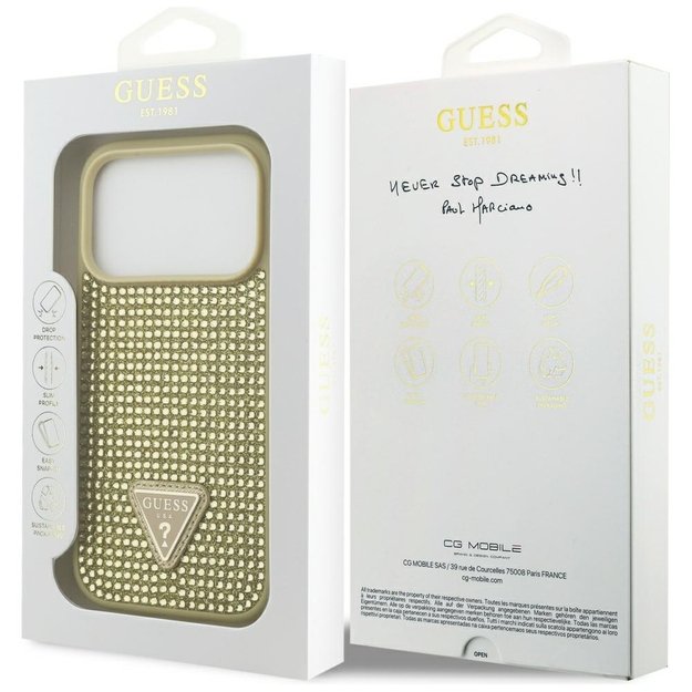 Guess Rhinestone Triangle Logo iPhone 17 Pro Case - Gold 7