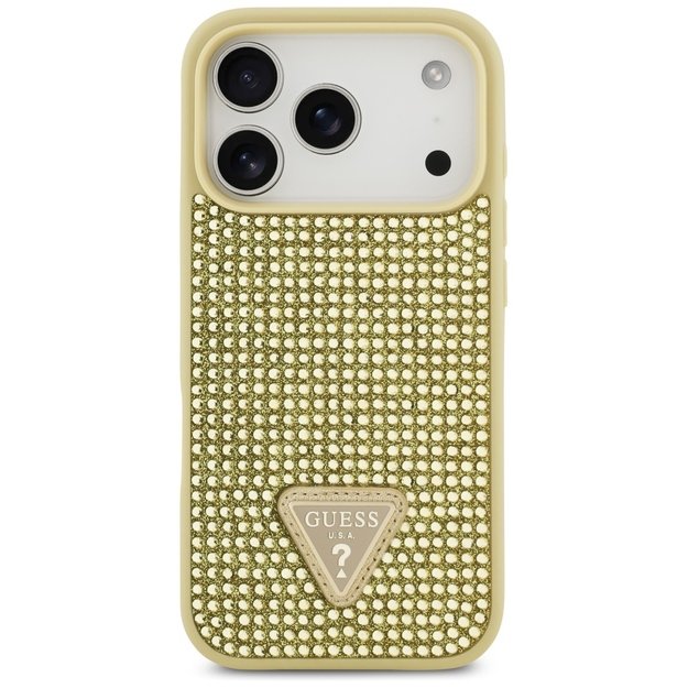 Guess Rhinestone Triangle Logo iPhone 17 Pro Case - Gold 2