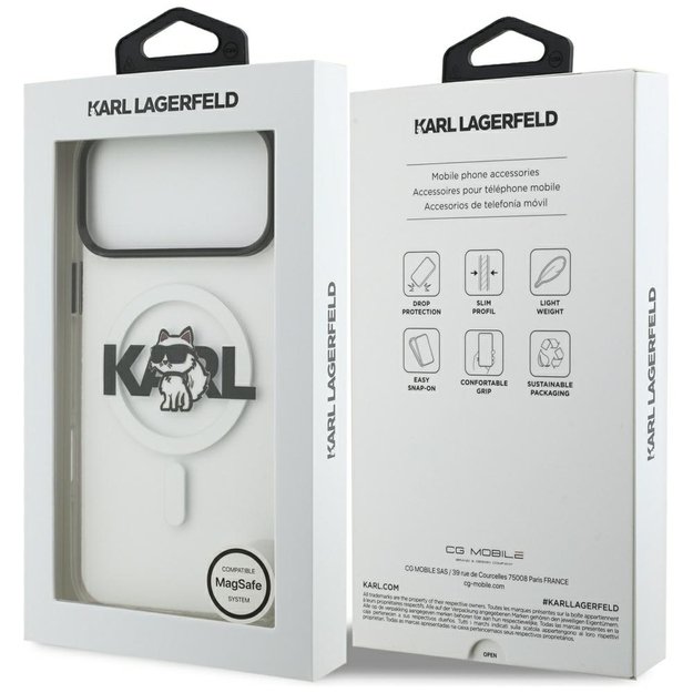 Karl Lagerfeld IML Choupette Sketch Logo MagSafe Case for iPhone 17 Pro Max - Clear 7