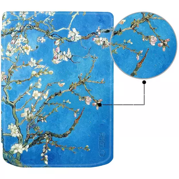 Tech-Protect SmartCase for PocketBook Verse / Verse Pro - Blue with Sakura Flowers 1