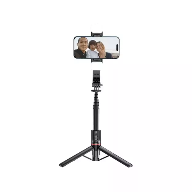 Tech-Protect L05S Bluetooth Selfie Stick with Tripod up to 105cm with LED Light - Black 1