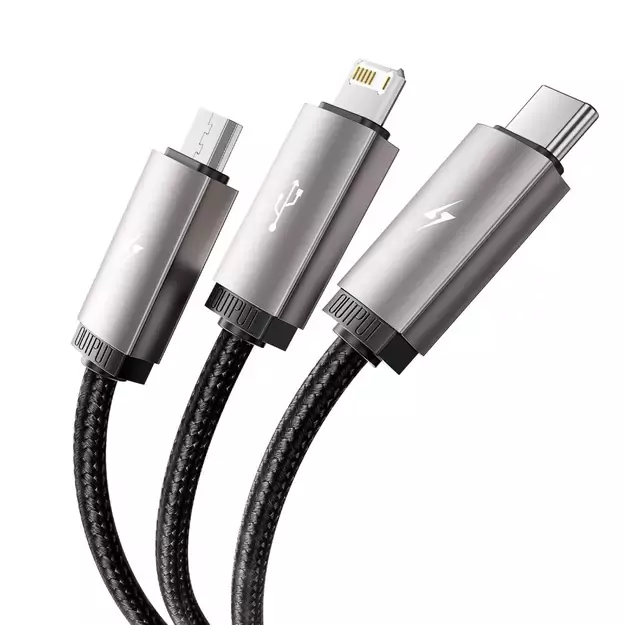 Tech-Protect UltraBoost 3in1 USB-A - Lightning / USB-C / micro USB 3.5A cable 1m - gray 3