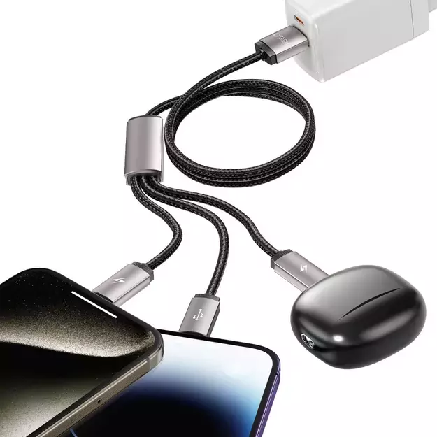 Tech-Protect UltraBoost 3in1 USB-A - Lightning / USB-C / micro USB 3.5A cable 1m - gray 5