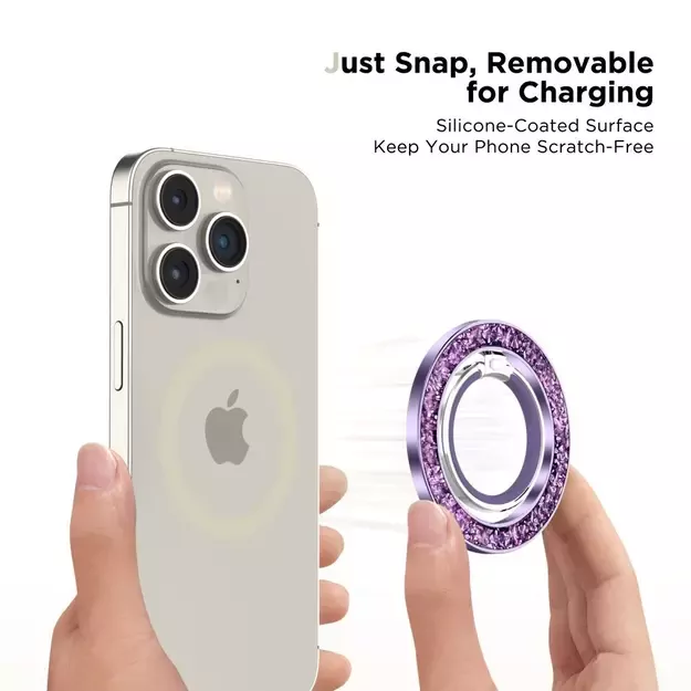 Tech-Protect MMR200 magnetic holder / ring with MagSafe - purple with crystals 3
