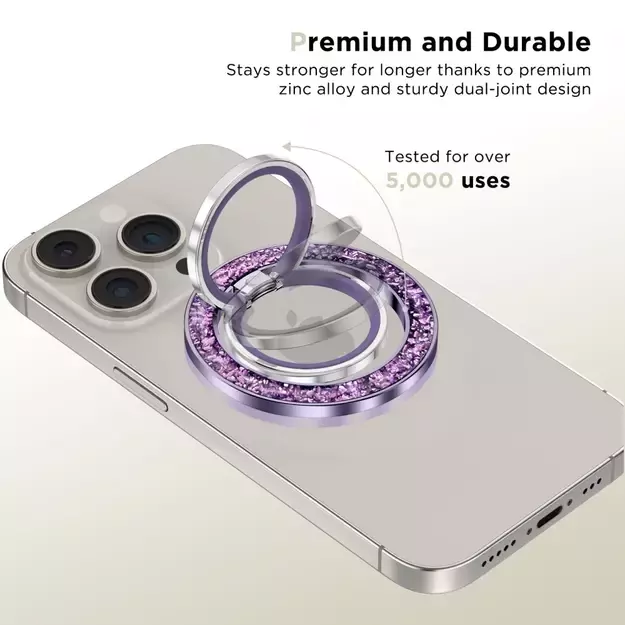 Tech-Protect MMR200 magnetic holder / ring with MagSafe - purple with crystals 1