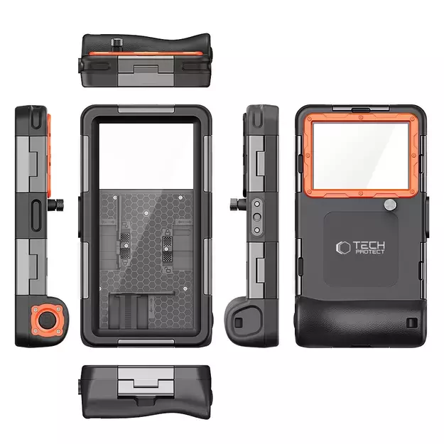 Tech-Protect Waterproof Case IPX8 for 4.7-6.7&quot  Smartphones - Black and Orange 10
