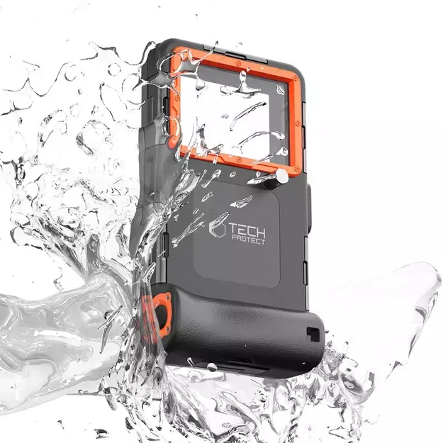 Tech-Protect Waterproof Case IPX8 for 4.7-6.7&quot  Smartphones - Black and Orange 8