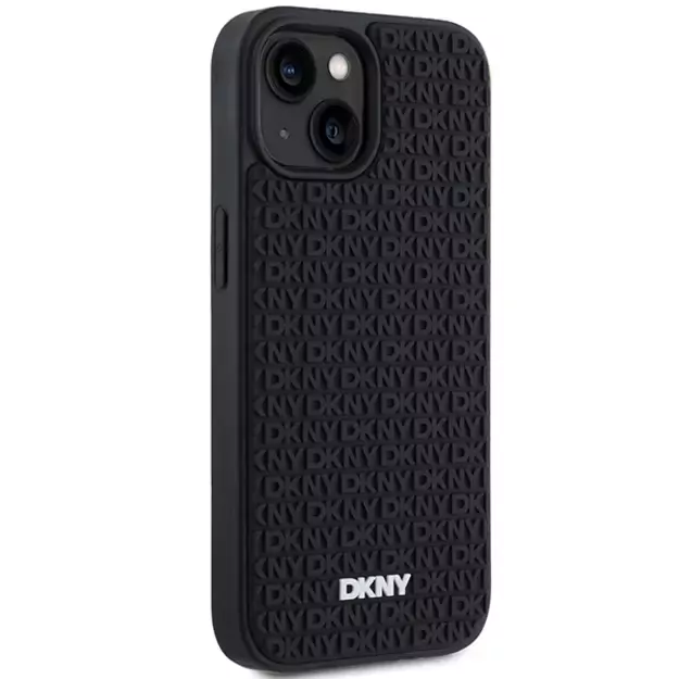 DKNY 3D Rubber Repeat Pattern case for iPhone 15/14/13 - black 3