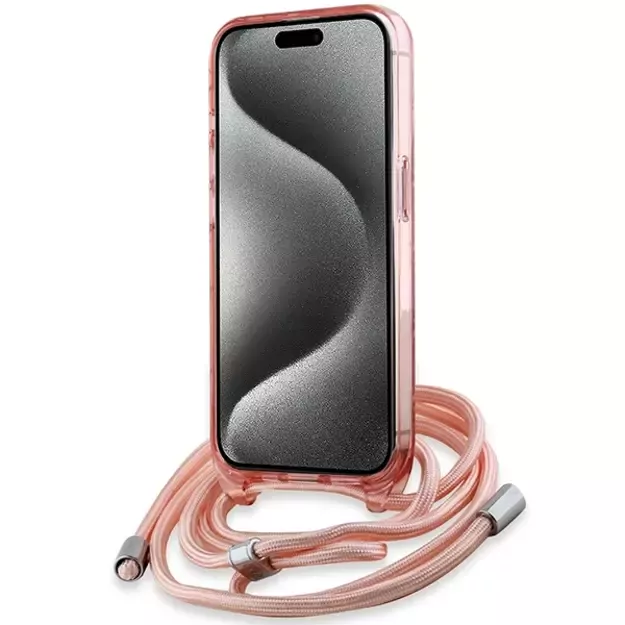 Karl Lagerfeld IML Crossbody Monogram Karl &amp  Choupette Head MagSafe Case for iPhone 15 Pro Max - Pink 3