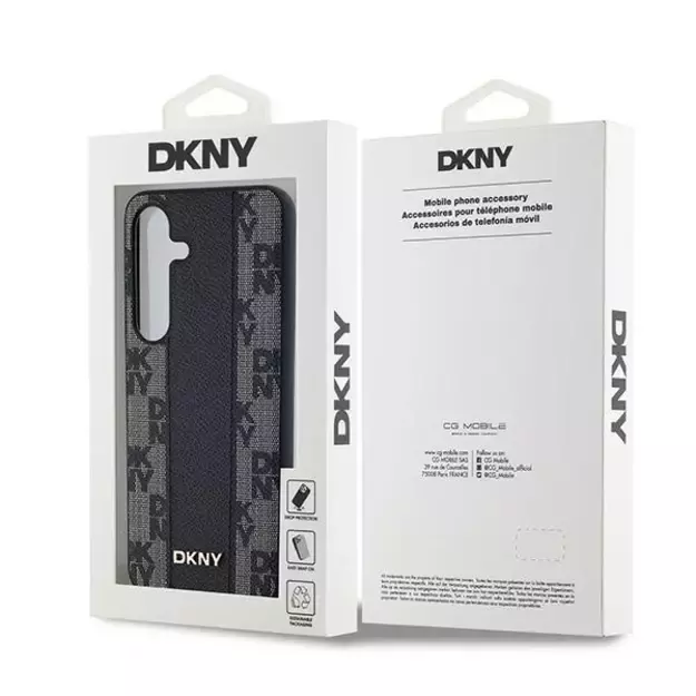 DKNY Leather Checkered Mono Pattern MagSafe case for Samsung Galaxy S24+ - black 14