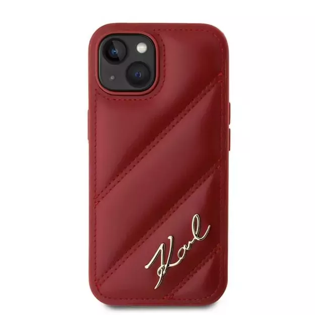 Karl Lagerfeld Diagonal Quilted Script case for iPhone 15 / 14 / 13 - red 2