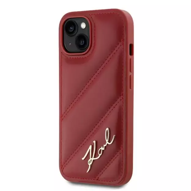 Karl Lagerfeld Diagonal Quilted Script case for iPhone 15 / 14 / 13 - red 1