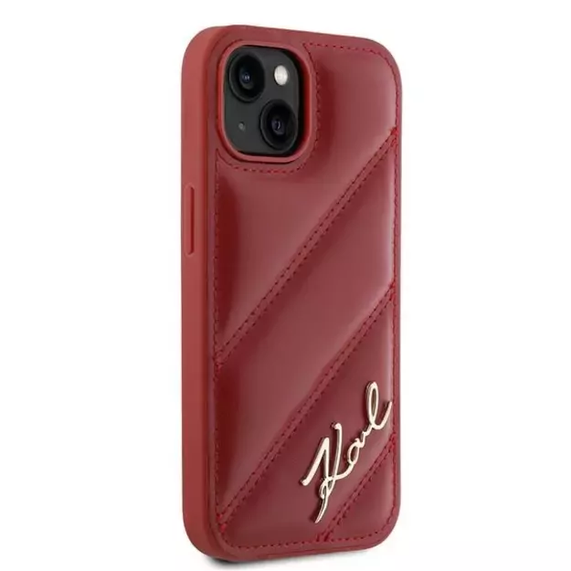 Karl Lagerfeld Diagonal Quilted Script case for iPhone 15 / 14 / 13 - red 3