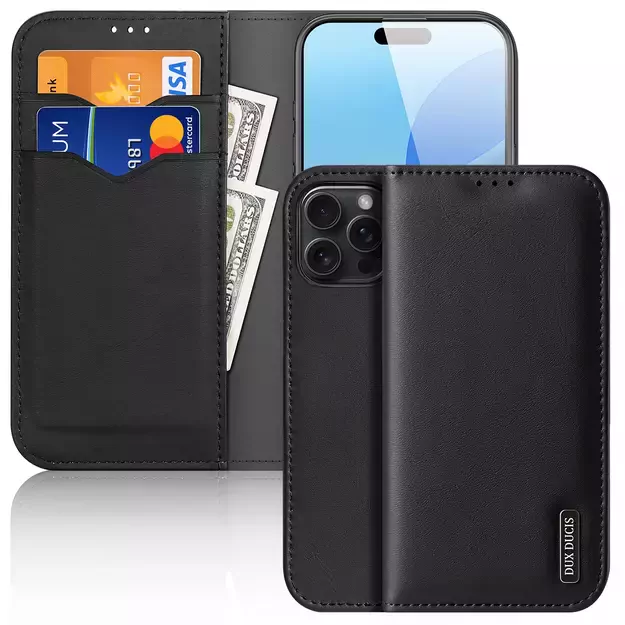 Dux Ducis Hivo iPhone 16 Pro Case with Flip and RFID Protection - Black 18