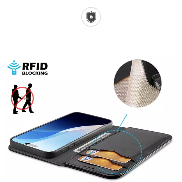 Dux Ducis Hivo iPhone 16 Pro Case with Flip and RFID Protection - Black 20