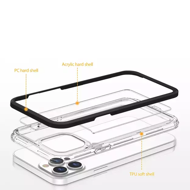 Clear 3in1 case for iPhone 14 Plus silicone cover with frame red 10