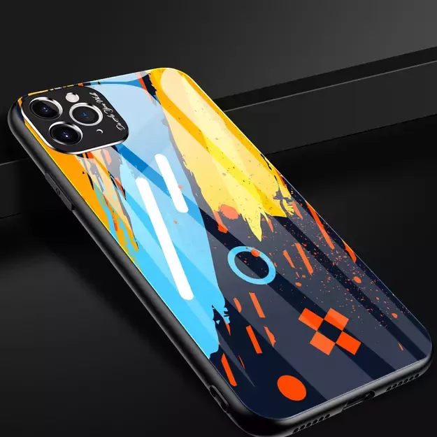 Color Glass Case Durable Cover with Tempered Glass Back and camera cover iPhone 11 Pro Max pattern 2 26