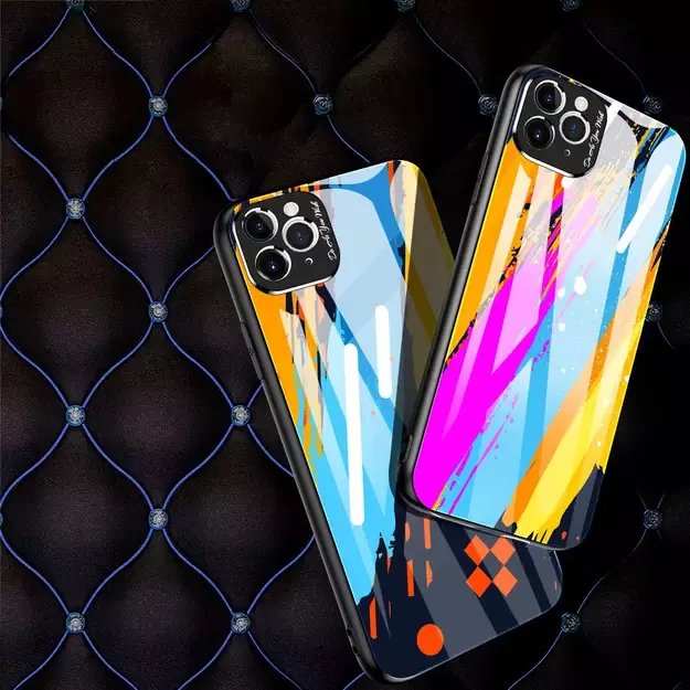 Color Glass Case Durable Cover with Tempered Glass Back and camera cover iPhone 11 Pro Max pattern 2 17