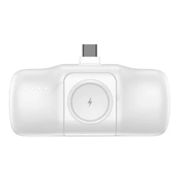 Wozinsky WF16-YCS 5000mAh 15W USB-C Mini Power Bank with Built-in USB-C Cable and Apple Watch Charger - White 13
