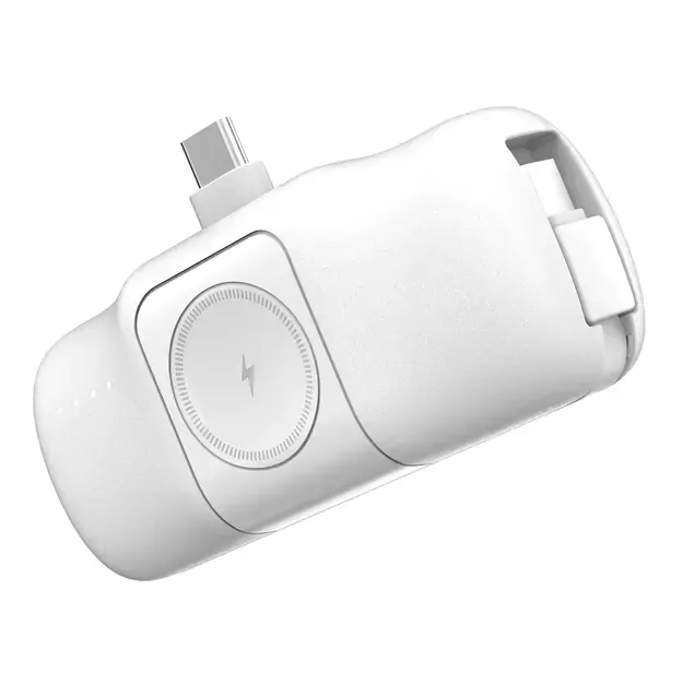 Wozinsky WF16-YCS 5000mAh 15W USB-C Mini Power Bank with Built-in USB-C Cable and Apple Watch Charger - White 14