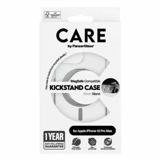 CARE by PanzerGlass Kickstand Case MagSafe for iPhone 15 Pro Max - silver 3