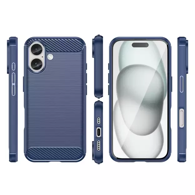 Carbon Case for iPhone 16 Silicone Case - Blue 2