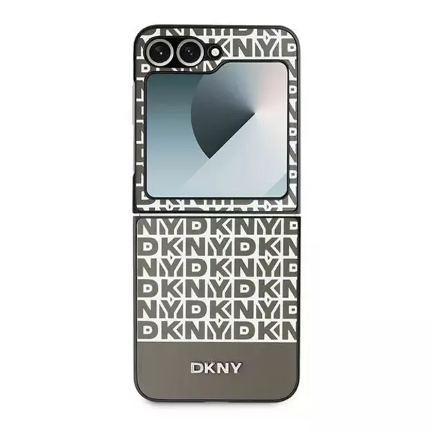 DKNY Repeat Pattern Bottom Stripe Case for Samsung Galaxy Z Flip 6 - Brown 1