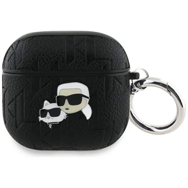 Karl Lagerfeld Monogram Karl &amp  Choupette Head Case for AirPods 4 - Black