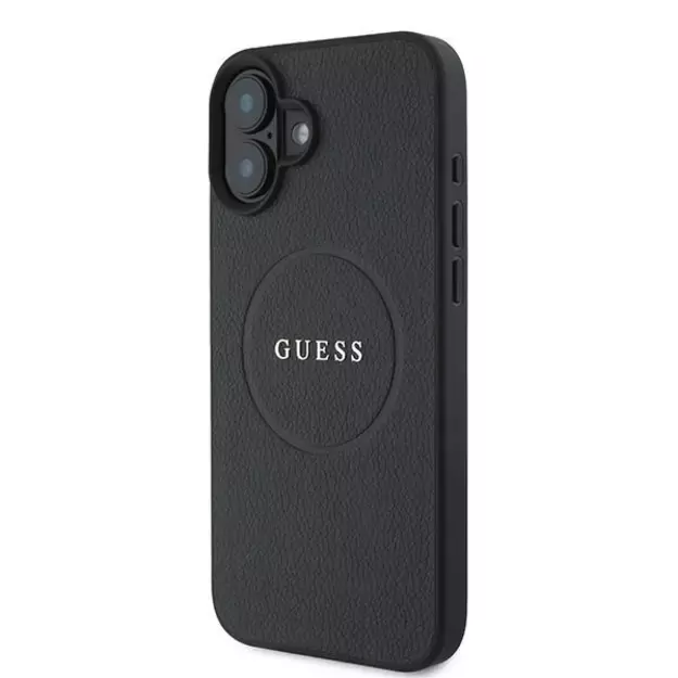 Guess Grained Gold Ring MagSafe case for iPhone 16 Plus - black 1
