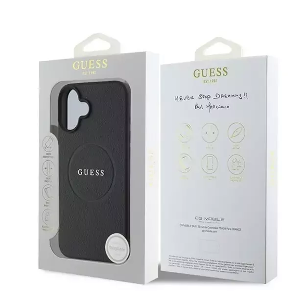 Guess Grained Gold Ring MagSafe case for iPhone 16 Plus - black 7