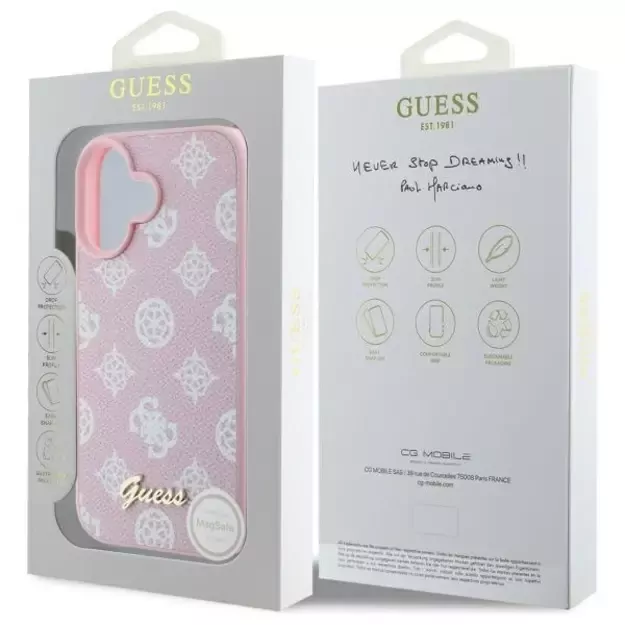 Guess Peony Script MagSafe iPhone 16 Case - Pink 14