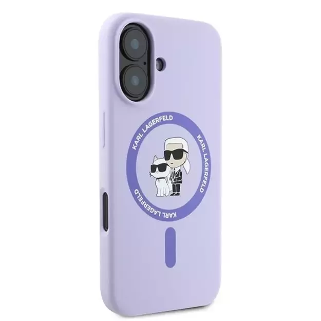 Karl Lagerfeld Silicone Karl&amp Choupette Heads Ring MagSafe Case for iPhone 16 Plus - Purple 3