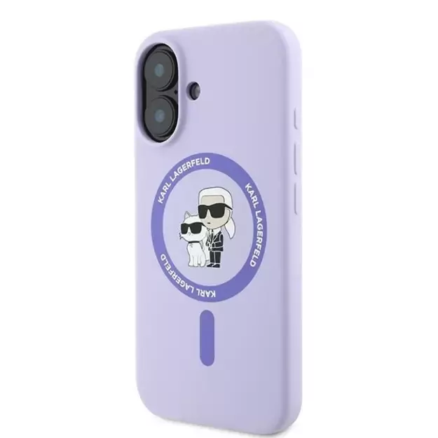 Karl Lagerfeld Silicone Karl&amp Choupette Heads Ring MagSafe Case for iPhone 16 Plus - Purple 1