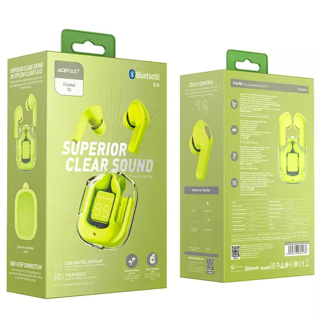 Acefast T6 TWS Bluetooth In-Ear Wireless Headphones - Green 22
