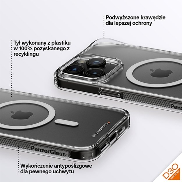 PanzerGlass HardCase with MagSafe with D3O and Military Grade Certified for iPhone 15 Pro Max - Transparent 4