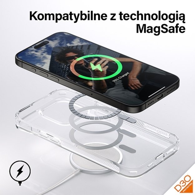 PanzerGlass HardCase with MagSafe with D3O and Military Grade Certified for iPhone 15 Pro Max - Transparent 3