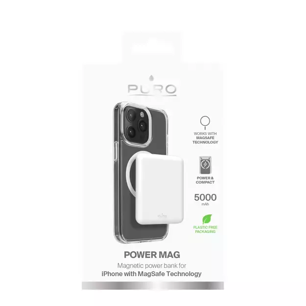 Puro Power Mag 5000mAh Powerbank with MagSafe USB-C - White 1