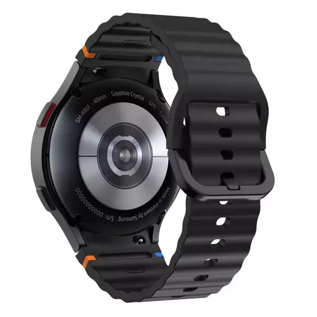 Tech-Protect Silicone Sport Strap for Samsung Galaxy Watch 4 / 5 / 5 Pro / 6 / 7 / FE - Black 1