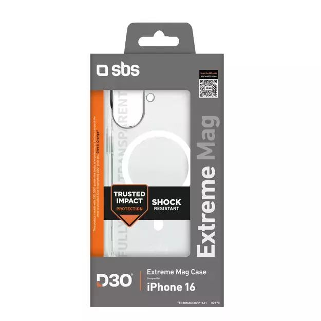 SBS Extreme Mag D3O MagSafe iPhone 16 Case - Transparent 2