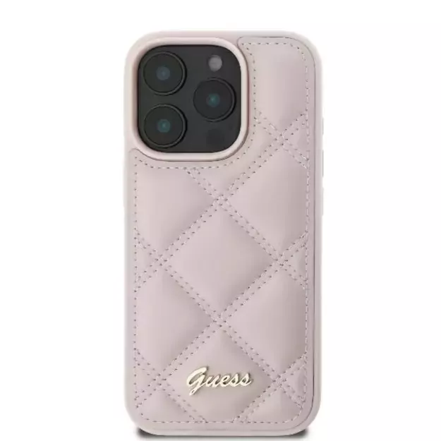 Guess Quilted Metal Logo iPhone 16 Pro Case - Pink 9